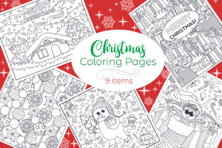 Christmas Coloring Pages 9 Vector Items for Creative Branding