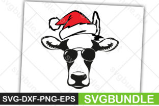Christmas Cow Head with Sunglasses in Crafts