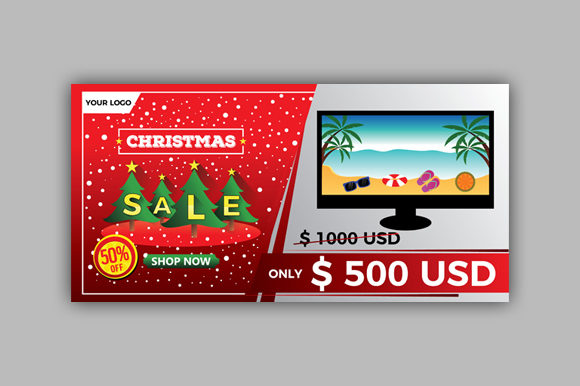 Christmas Sale Banner Design for Print Templates