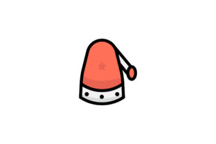 Red Christmas Hat Filled Outline Icon