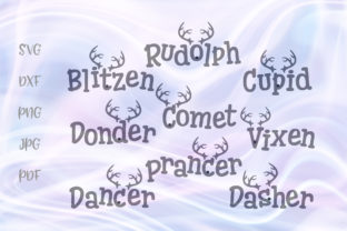 Reindeer Names Christmas Clipart for Crafts