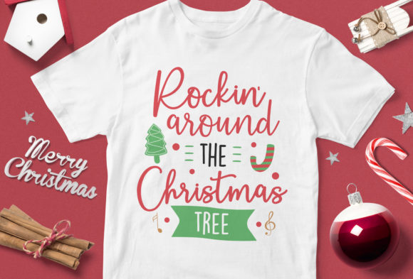 Rokin Around the Christmas Tree T-Shirt Design